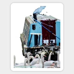 Narrowboat and swans Sticker